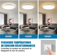 EXTRASTAR LED Mennyezeti Lámpa 24W - Kerek Ø29cm Távirányítós Dimmelhető Világítás 3000K-6500K 2200lm - Nappali, Hálószoba, Konyha, Erkély 2
