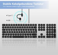 seenda Vezetékes Háttérvilágítású Mac Billentyűzet, USB és Type C Csatlakozással, Német QWERTZ Kiosztással, Apple iMac, MacBook Pro/Air Komp 2