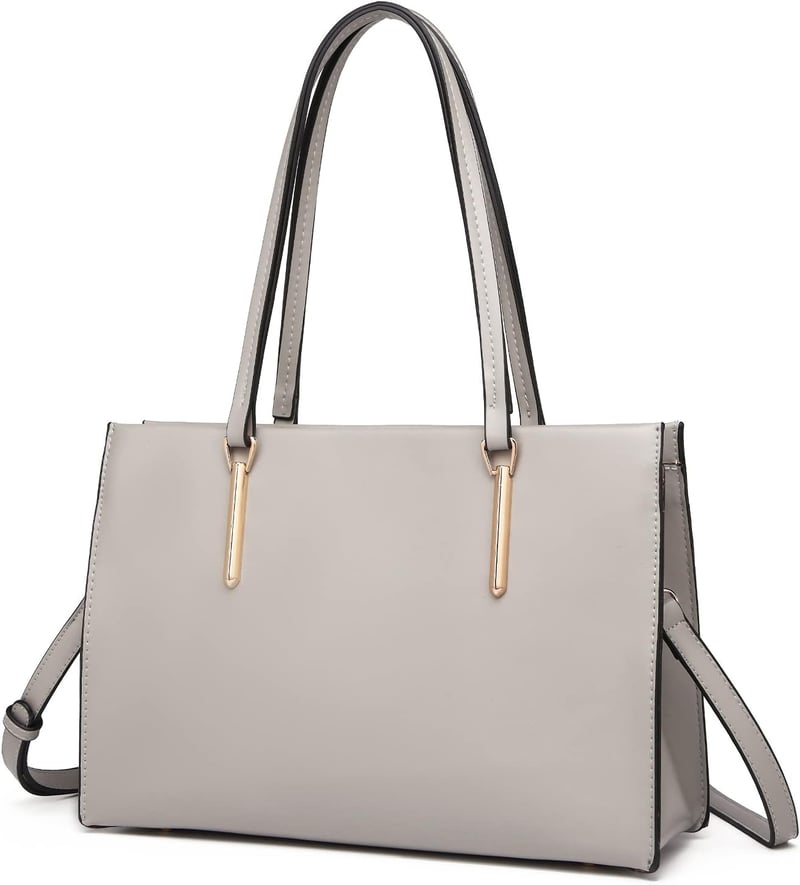 Miss Lulu Elegáns Nagy Női Válltáska - Szürke PU Bőr Shopper Állítható Pánttal