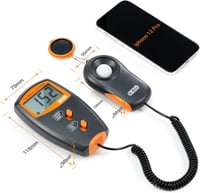 Dr.meter Digitális Fénymérő 0-100.000 Lux, Nagy Pontosságú Luxmérő Hőmérsékletmérővel 2