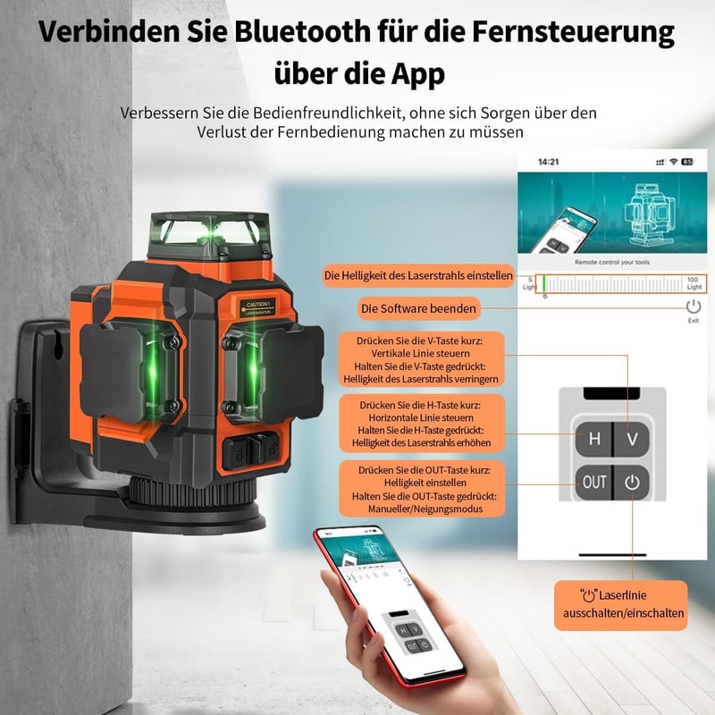 TakamineTech Zöld Keresztvonalas Lézer - 3x360° Önszintező Lézeres Szintező 12 Vonallal, Építkezéshez, 5200 mAh Akkumulátor, Távirányítóval,
