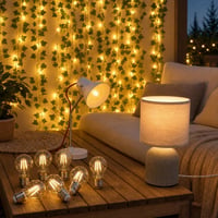 Esti fényvarázs: LED fénygirland + szövet ernyős asztali lámpa + 1 db E27 LED izzó 1