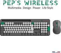 AD ADVANCE PEP'S Vezeték Nélküli Billentyűzet és Egér Szett - Kerek Gombokkal, Csendes Működéssel, 2.4GHz Kapcsolattal, Számgombokkal és Tel 2
