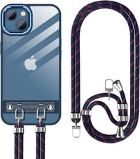 iPhone 13 Tok Állítható Nyaklánccal és Állvánnyal - Kék DOB SECHS 1