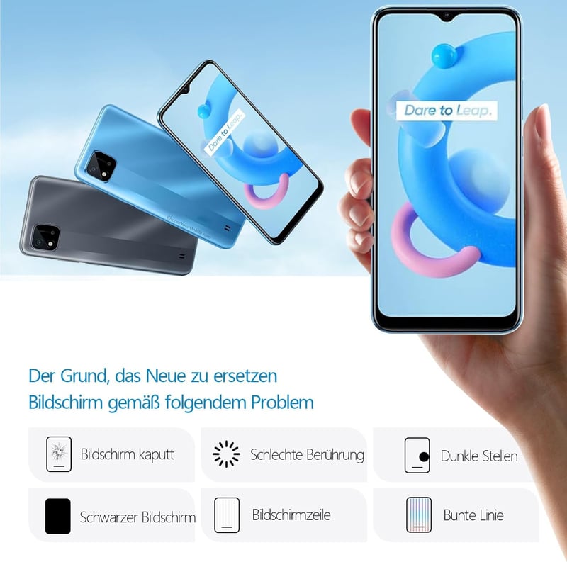 RongZy LCD Kijelző Realme C20/C11/C21 2021 RMX3231 Telefonokhoz - Érintőképernyős Digitalizáló Csereképernyő Kerettel, Szerszámokkal (Fekete