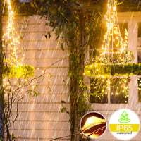 Bigzom LED Fényfüggöny 2x2m - 200 Meleg Fehér LED, USB, IP65 Vízálló, Beltéri/Kültéri Dekoráció Esküvőre, Karácsonyra, Valentin-napra 10 Aka 3