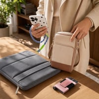 Mestský set na cesty: 1x pútko na mobil + 1x kožená kabelka + 1x RFID peňaženka + 1x 15" obal na notebook 1