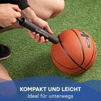 EVEREST FITNESS Labdapumpa 30 cm - Kézi Pumpa Futball, Kosárlabda, Röplabda és Kerékpár Felfújásához, 2 Tűvel és Levehető Csővel, 100g 4