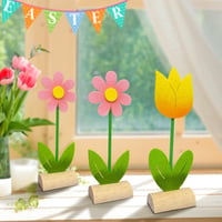 Húsvéti fa dekoráció filc tulipánokkal - 3 db-os kerti asztaldísz szett 3