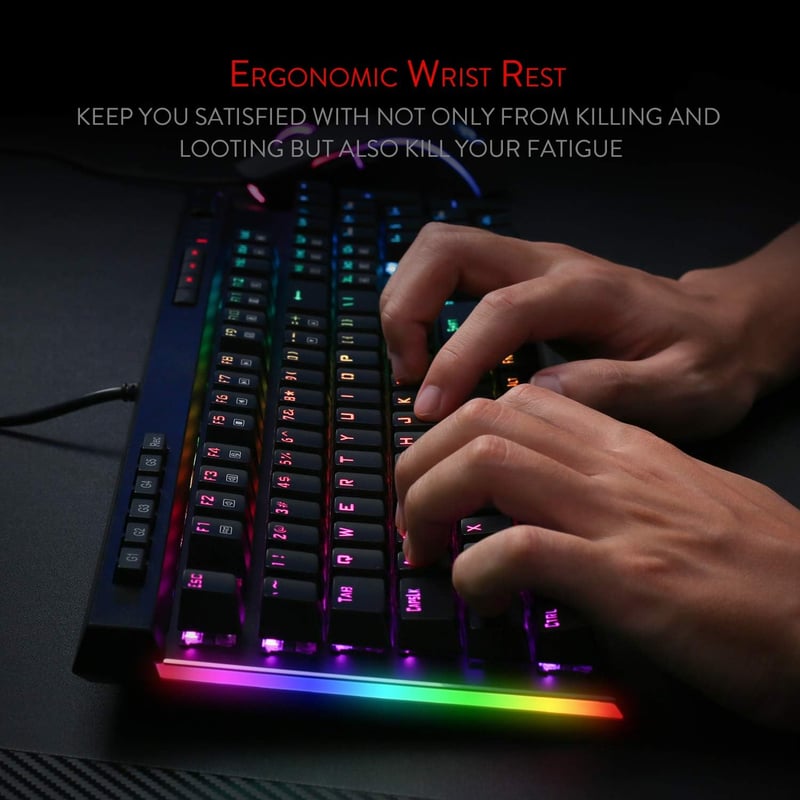 Redragon K580 VATA RGB LED Mechanikus Gamer Billentyűzet Kék Kapcsolókkal, Háttérvilágítással, Makró Gombokkal és Médiakonzollal, PC/Mac Kom