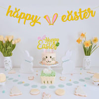 Glitteres arany "Happy Easter" húsvéti dekoráció szett 3
