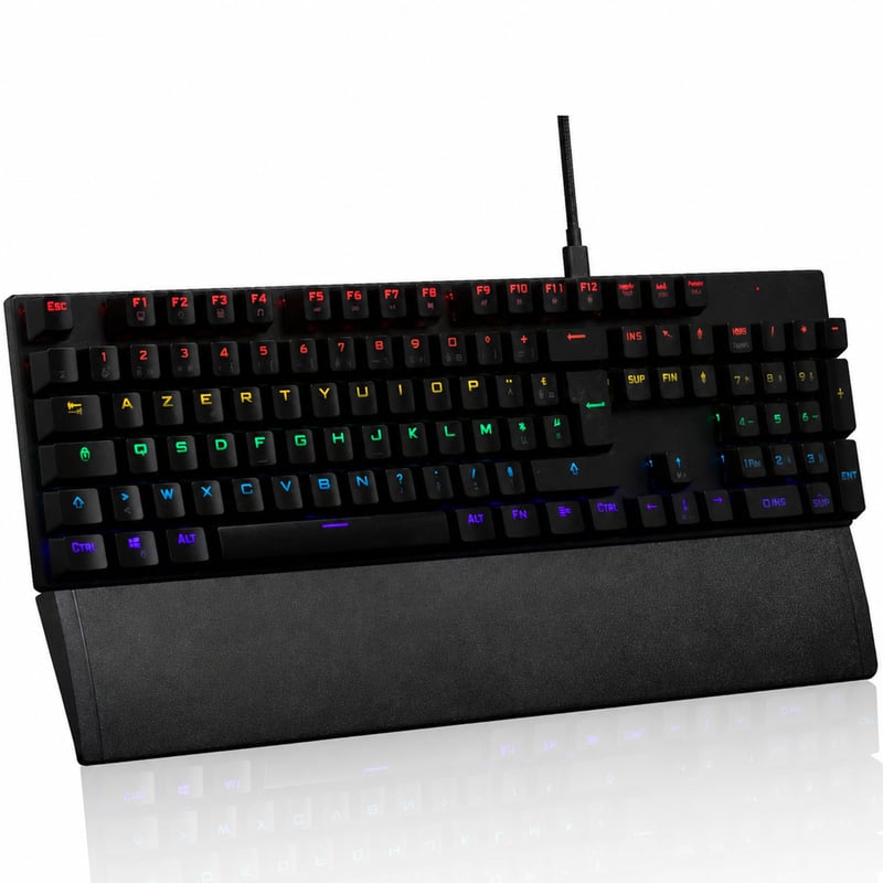 Tastatură mecanică de gaming G-Lab Keyz Carbon Ex, iluminare RGB, switch-uri albastre — Prezintă urme de utilizare (stare: vezi imaginea 2)
