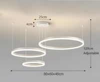 YYUTLUO Modern LED Csillár, 3 Fehér-Arany Gyűrű (40+60+80cm), 90W, Távirányítható Fényerőszabályzós Függőlámpa, Nappali Mennyezeti Világítás 3
