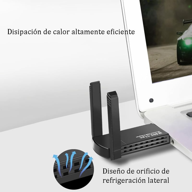 JESWO Dual Band WiFi USB Adapter 1300Mbps - Nagy Hatótávolságú 2×5dBi Antennával, 5GHz/2.4GHz, Windows 11/10/8/7/XP Kompatibilis