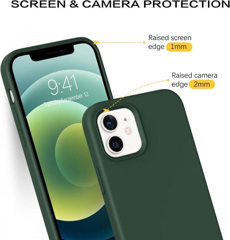 iPhone 12/12 Pro Zöld Szilikon Tok Mikroszálas Béléssel - Újracsomagolt