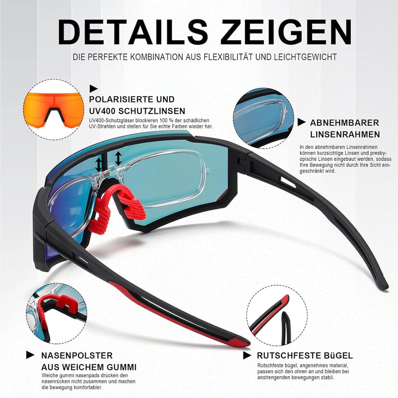 Suoso UV400 Polarizált Napszemüveg - Unisex Kerékpáros, Síelő, Horgász Sportszem