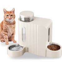 Dispozitiv automat de hrănire pentru câini și pisici Gardner Pet cu dozator gravitațional și bol din oțel inoxidabil, 3L x 2, fără BPA, bej 1