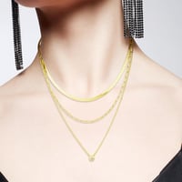 DIVINA VITAE Réteges Női Nyaklánc 14K Arany Bevonattal - Cirkónia Medálos Elegáns Ékszer, Lapos Kígyólánc, Rozsdamentes Acél Choker 5