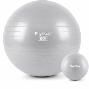 PhysKcal set lopte za vježbanje i pilates lopte, anti-burst - siva - 65 cm + 23 cm — nedostaje pumpa (stanje: vidi 2. sliku)