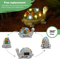 Teknős alakú napelemes kerti lámpa 7 LED-del, pozsgás növénytartóval - Yeomoo 5
