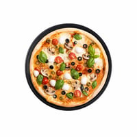 Tavă pentru pizza Relaxdays, rotundă, antiaderentă, oțel carbon, pentru pizza și tarte flambée, 32 cm, gri, 1 buc. (produs utilizat, set incomplet) 2