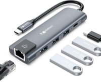 VEMONT 5-in-1 USB-C Hub Ethernet 1000Mbps, 3x USB 3.0, 100W Power Delivery 1