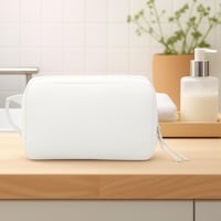 LBJR Geantă Cosmetică Albă - Trusă de Machiaj de Călătorie pentru Bărbați și Femei, Organizator Portabil pentru Articole de Toaletă, 24x12x15 cm 1