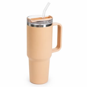 Pahar termoizolant cu pai Stanley Quencher H2.0 FlowState 1,2 L - Orange Cream - pai îndoit (Produs Outlet)