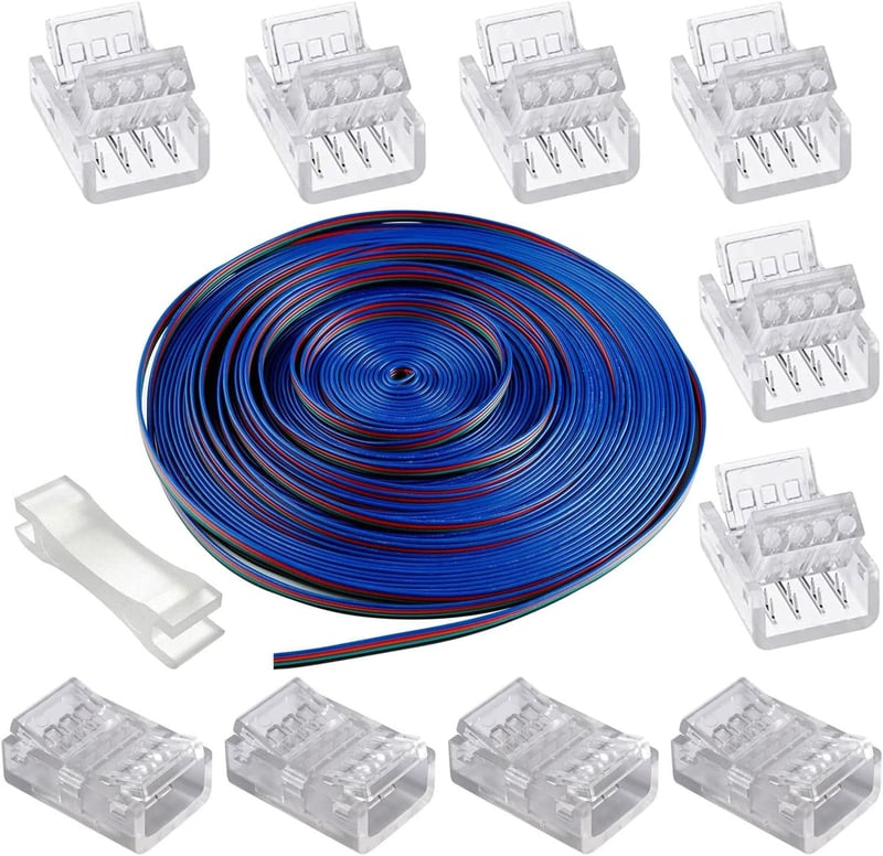 GTIWUNG 10 méteres LED hosszabbító kábel 4-tűs csatlakozóval, 5050 3528 2835 LED szalagokhoz, forrasztásmentes RGB kompatibilis DIY megoldás