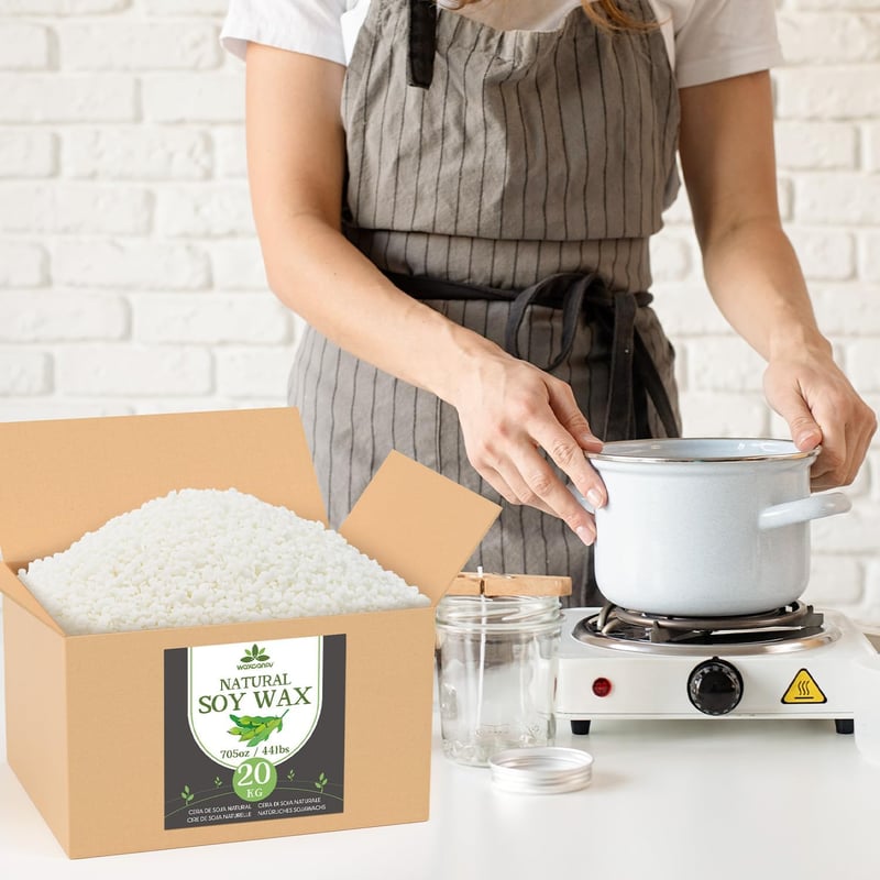 Waxcanpy Prémium Szójagyertya Viasz 20 kg - 100% Természetes Gyertyaöntő Alapanyag Gyertyakészítéshez, Öntéshez
