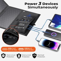 BigBlue 28W Hordozható Napelemes Töltő 3 USB Porttal, Vízálló, Összehajtható Napelem Panel Kempingezéshez, iPhone Android GoPro Eszközökhöz 2