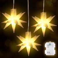 SALCAR 3D LED Karácsonyi Csillag Szett - 3 db Vízálló Beltéri/Kültéri Dekoráció, Elemes Meleg Fehér Világítás, Ablakdísz 1