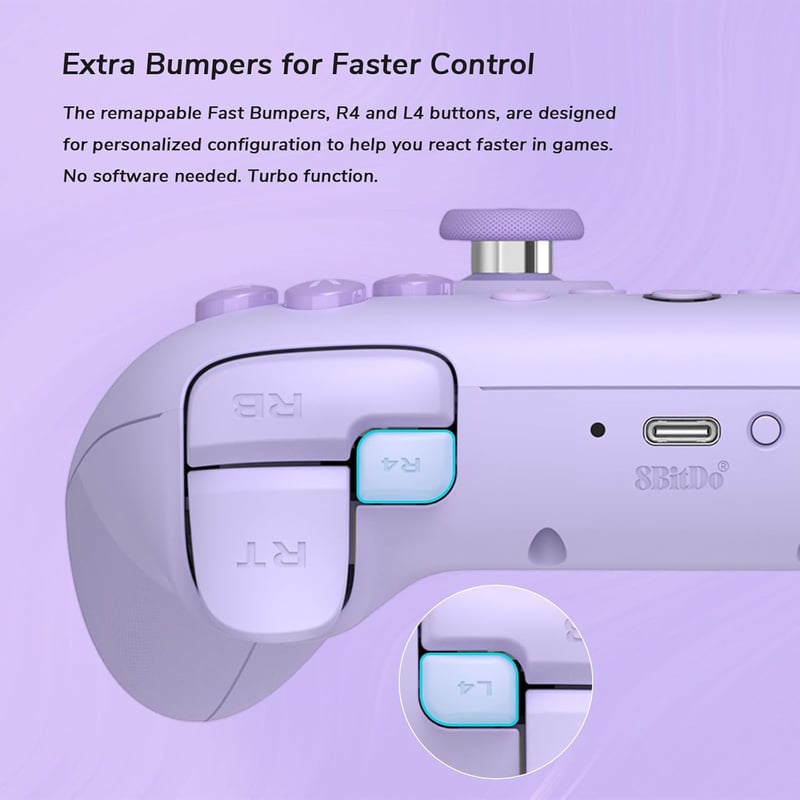 8bitdo Ultimate 2C Vezeték Nélküli Kontroller Windows PC és Android Eszközökhöz - 1000 Hz, Hall-Effekt Joystick, Programozható Gombok, Turbó