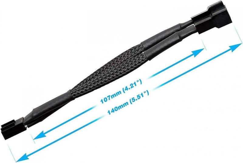 Easycargo Fekete PWM Dupla Ventilátor Elosztó Kábel 4 hüvelykes (1 db)