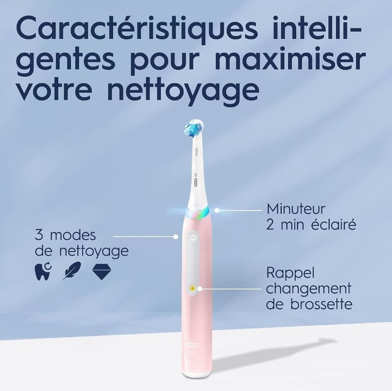 Oral-B iO-3S Elektromos Fogkefe Rózsaszín - Újratölthető, Kerek Fejjel, Időzítővel, Felnőtteknek, Akkumulátoros