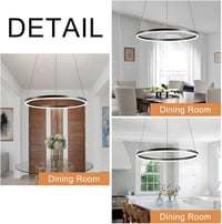 YYUTLUO Modern LED Gyűrű Csillár - 60 cm Fekete-Arany Fém-Akril Függőlámpa, 29W, 2500 Lumen, 2.4G Távirányítós Fényerőszabályzás, Nappali, H 3