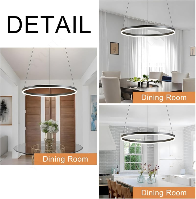 YYUTLUO Modern LED Gyűrű Csillár - 60 cm Fekete-Arany Fém-Akril Függőlámpa, 29W, 2500 Lumen, 2.4G Távirányítós Fényerőszabályzás, Nappali, H