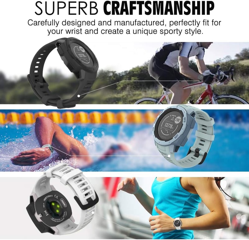 MoKo Szilikon Óraszíj Garmin Instinct/Instinct Solar/Tactical/Instinct 2 GPS Okosórához - Állítható Sportpánt Csuklóra (125-200mm), Fekete