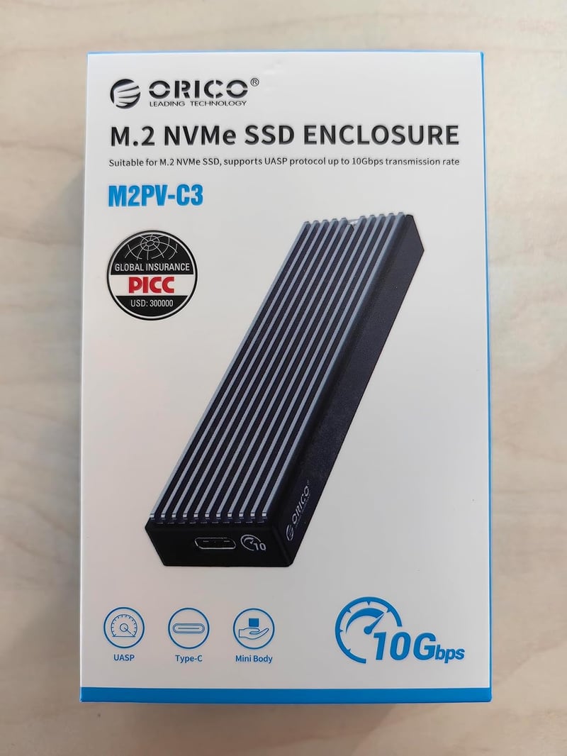 ORICO M.2 NVMe SSD külső ház USB-C 10Gbps, PCIe kompatibilis, 2230-2280 méretekhez
