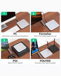 AGPTEK Type-C Hub Mac Mini M1 M2 Dokkoló Állomás - NVMe/SATA SSD Bővítőhely, Kártyaolvasó, USB Portok, Ezüst 6