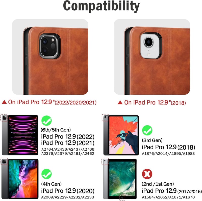 Antbox iPad Pro 12.9" Bőrtok (2018-2022) - Ceruza tartóval, Automata Alvás/Ébresztés funkcióval, PU Bőr Védőtok, Barna