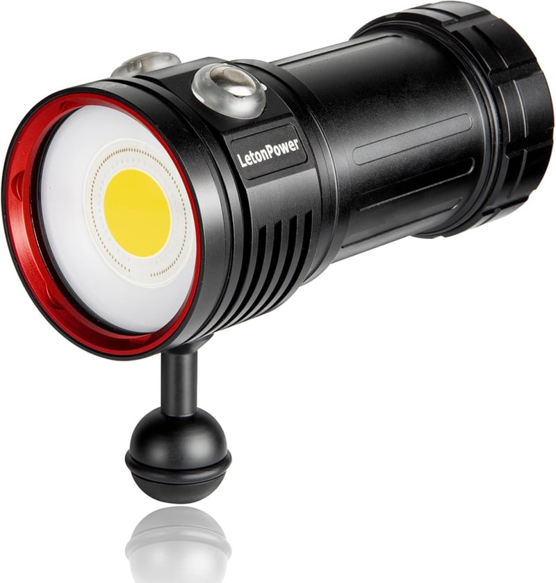 LetonPower Sealion L12 Búvárlámpa 18000 Lumen 100m Vízálló Merülő Fényforrás Víz Alatti Videózáshoz 3 Lítium Elemmel