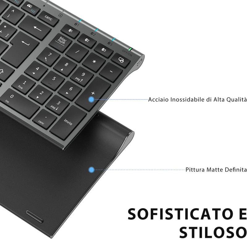 iClever BK10 Wireless Billentyűzet - Ergonomikus Kialakítás - Space grey