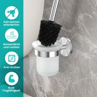 DailyArt WC-kefe szett: Fúrás nélküli, rozsdamentes acél-üveg tartó, pótfejjel 4