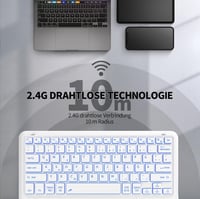 EasyAcc Ultrakönnyű Bluetooth Billentyűzet Touchpaddal, 7 Színű Háttérvilágítással, USB-C, Fehér 4
