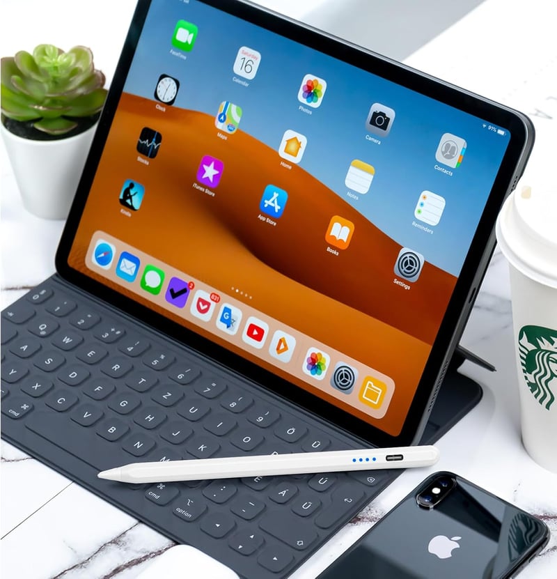 Kenkor iPad ceruza - Fehér, dőlésérzékelős, tenyérfelismerős, Apple iPad Pro/Mini/Air kompatibilis
