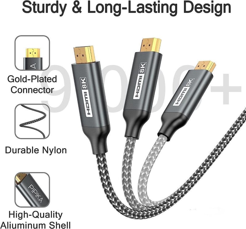 PIPIKA 8K Ultra Gyors Fonott HDMI Kábel 1m - 120Hz 4K Támogatással