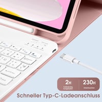 iPad 10. generációs rózsaszín tok levehető német billentyűzettel és ceruzatartóval, 10.9" (2022) 4