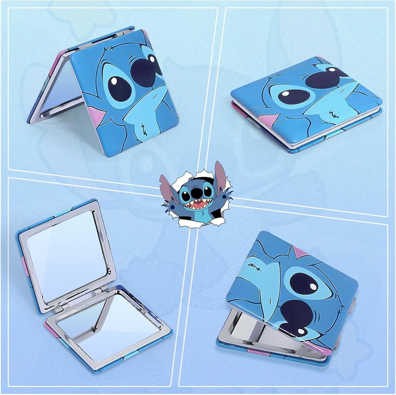 Ubephant Lilo și Stitch – Trusă de cosmetice față-verso albastră, cu model desen animat, geantă mare de machiaj, din material textil tip canvas.