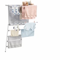 KINGRACK skladací sušiak na bielizeň 115x37x90,2 cm bielo-sivý, do interiéru aj exteriéru — chýbajúca bočná nosná konštrukcia (stav: pozri 2. obrázok) 1